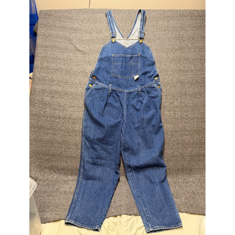 Buffalo Junction Vintage Denim Overalls Blue Pleated Front Made in USA Size 34